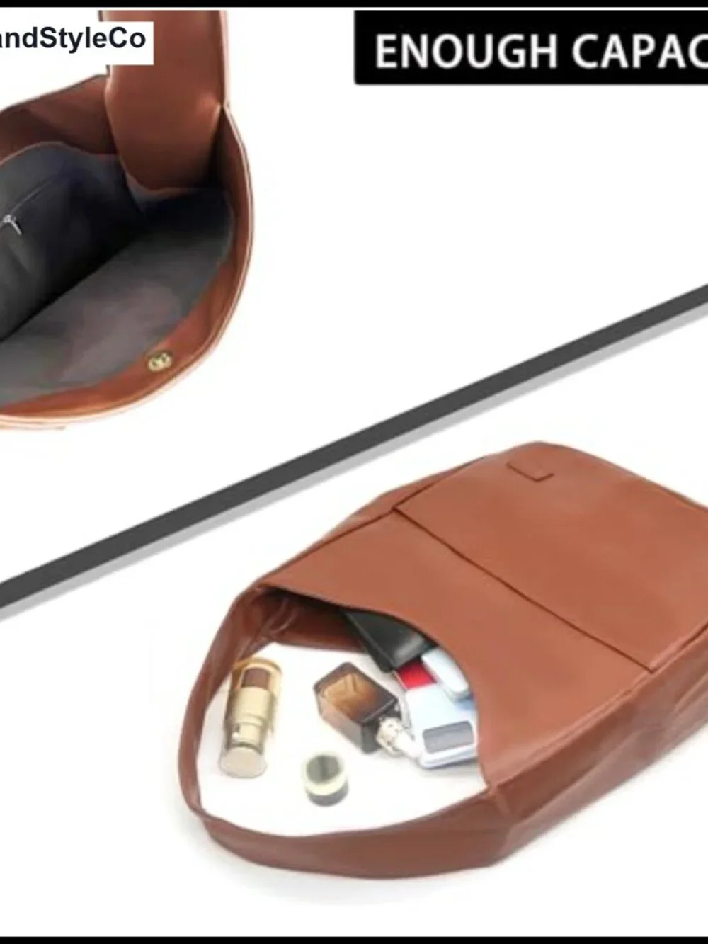 Vegan Leather Hobo Bag Slouchy Shoulder Purse Crossbody Tote